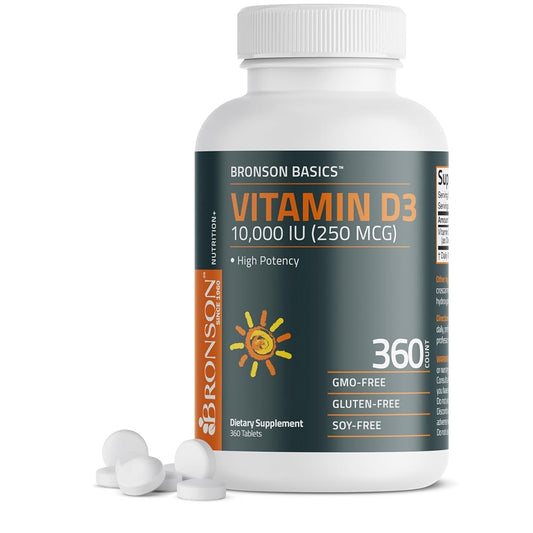 Bronson Basics™ Vitamin D3 10,000 IU (250 mcg) – 180 Tablets