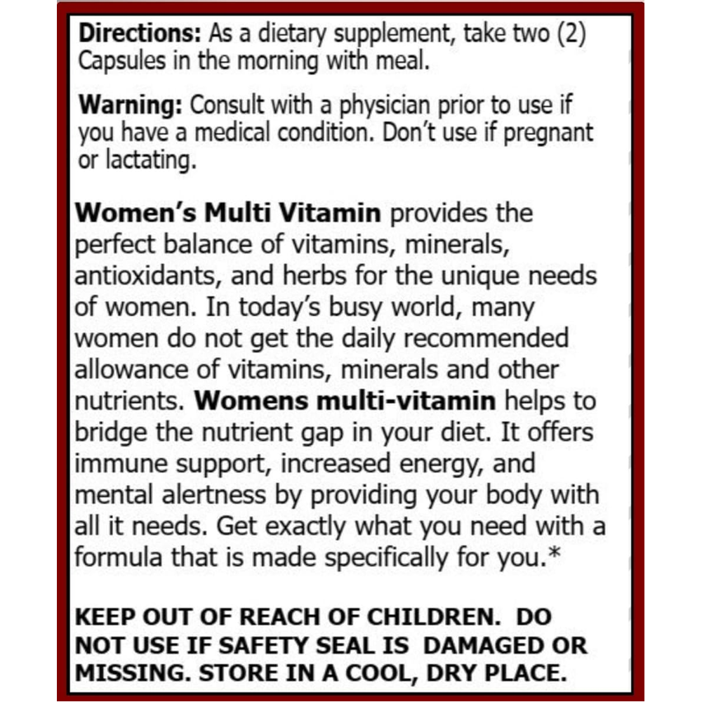 Hybrid Nutraceuticals Miracle Multi Multivitamin for Women Capsules