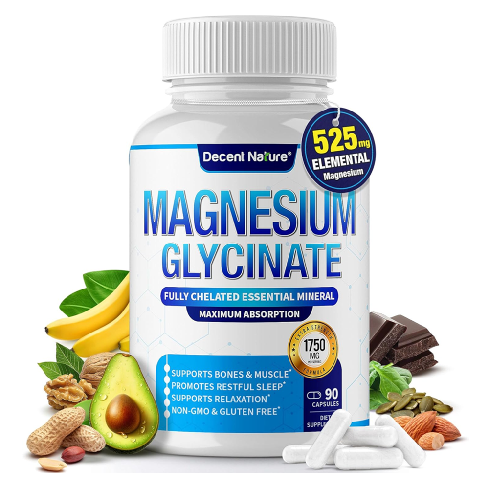 Decent Nature® Magnesium Glycinate 525mg – Relaxation Formula(90 Capsules)