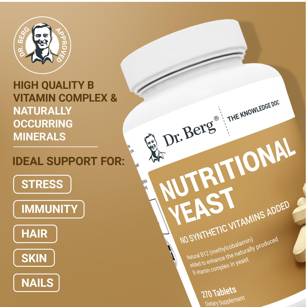 Dr. Berg Nutritional Yeast Tablets | Non-Fortified Natural B12 Added