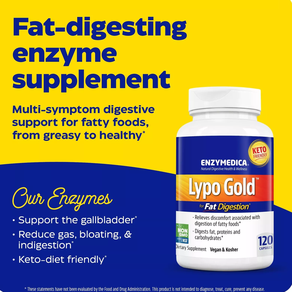 Enzymedica Lypo Gold Fat Digestion Support | Keto-Friendly