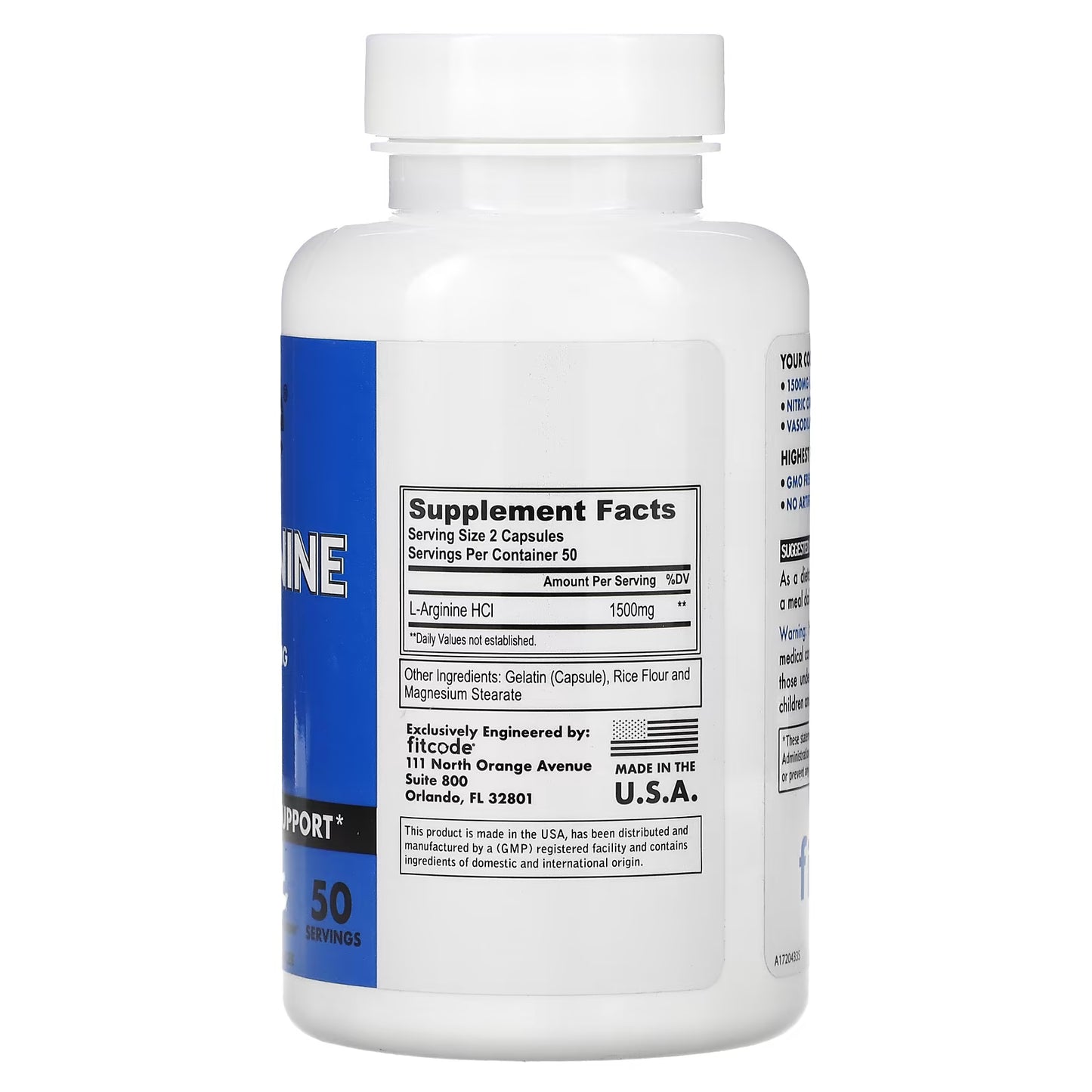 Fit Code L-Arginine 1500 Mg Supplement