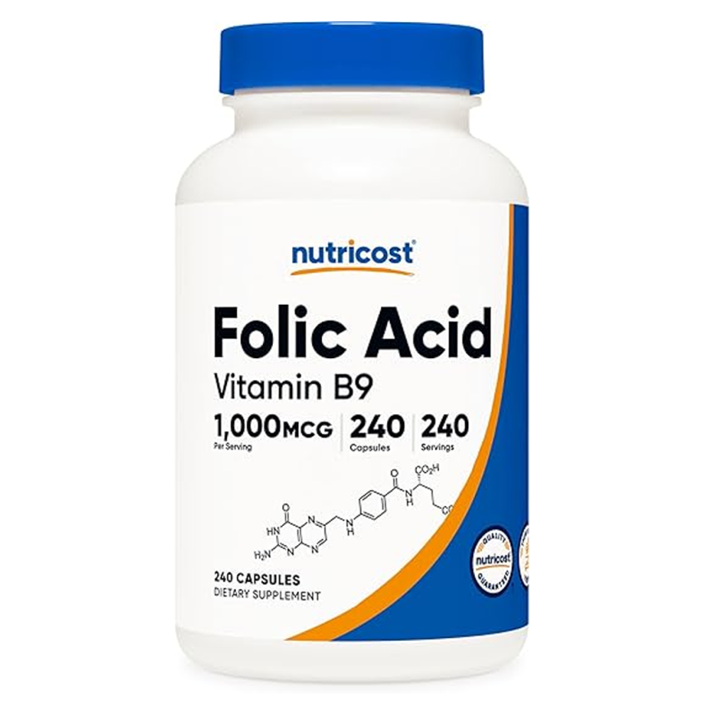 Nutricost Folic Acid Vitamin B9 1,000MCG – 60 Capsules