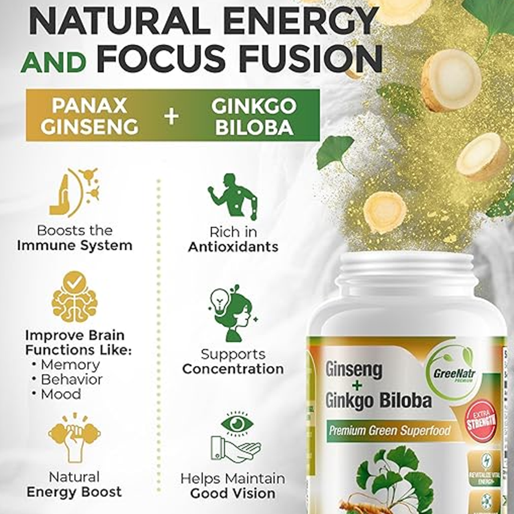 Ginseng + Ginkgo Biloba – Premium Brain 120Tablets