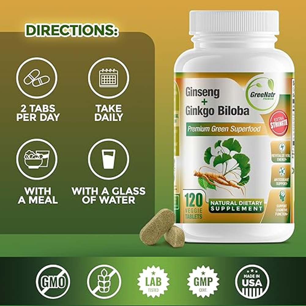 Ginseng + Ginkgo Biloba – Premium Brain 120Tablets