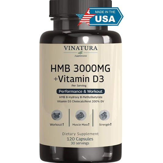 HMB 3000MG + Vitamin D3 – Muscle Support | 120 Capsules