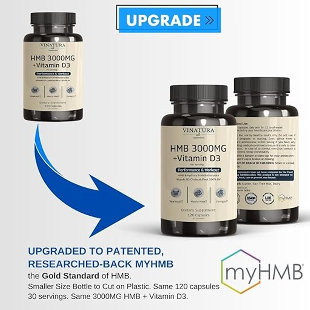 HMB 3000MG + Vitamin D3 – Muscle Support | 120 Capsules