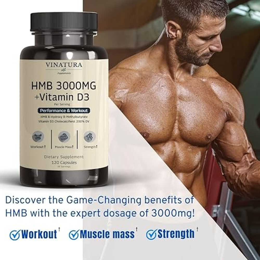 HMB 3000MG + Vitamin D3 – Muscle Support | 120 Capsules