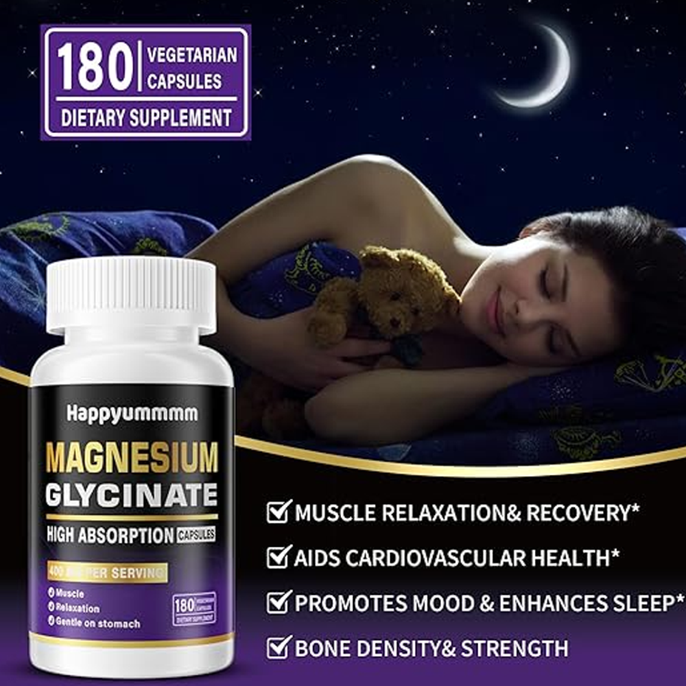 Happyummmm Magnesium Glycinate 400mg – Muscle Relaxation (180 Capsules)