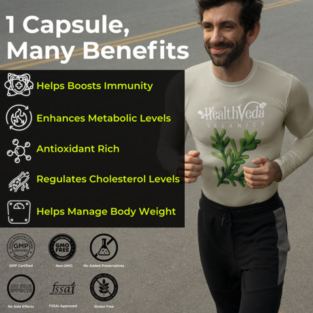 HealthVeda Organics Certified Organic Spirulina –120 Capsules