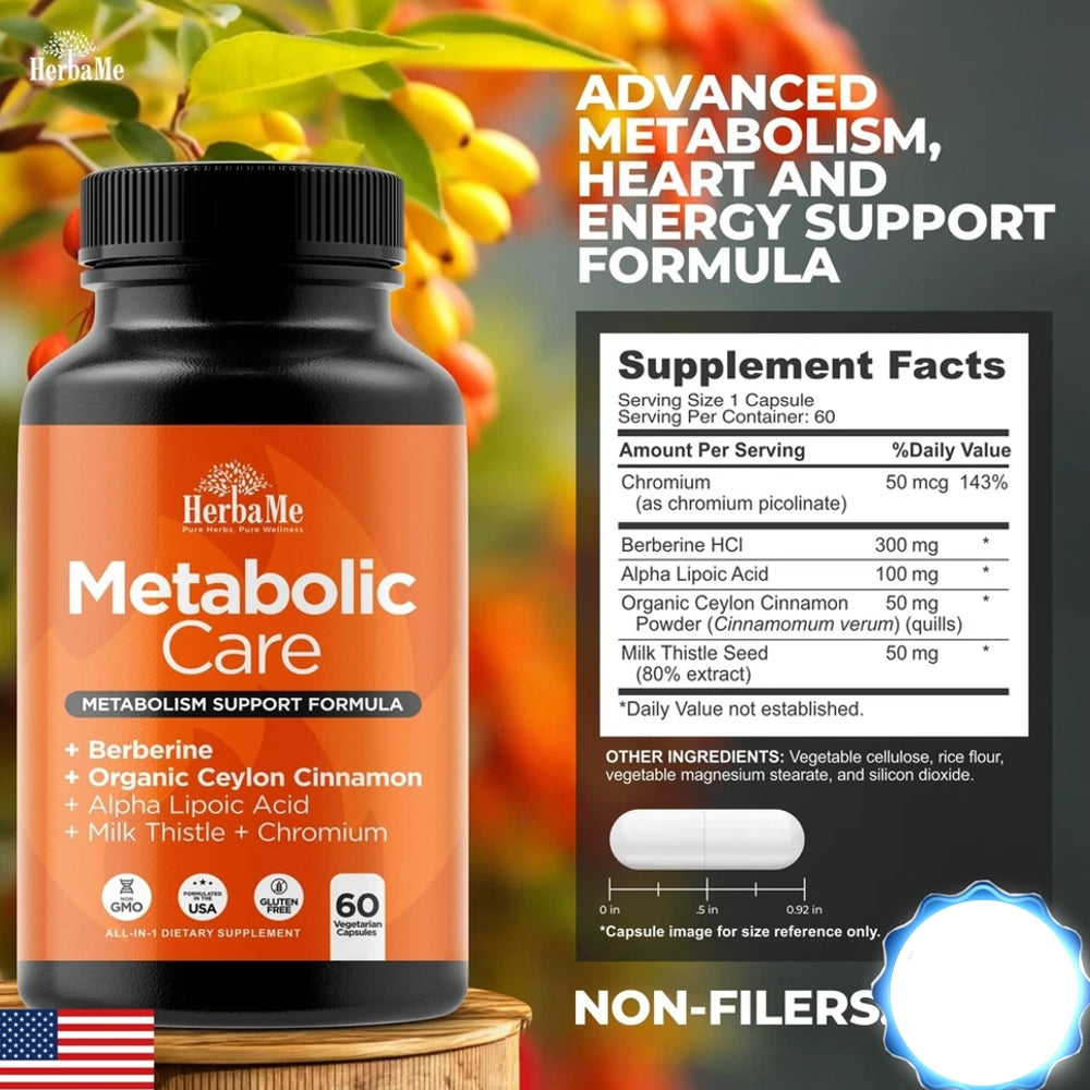 Herba Me Metabolic Care –  Berberine, Cinnamon & ALA (60 Capsules)