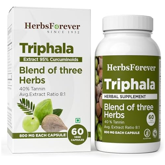 Herbsforever Triphala Capsules | Extract 95% Curcuminolds |  Blend Of Three Harbs