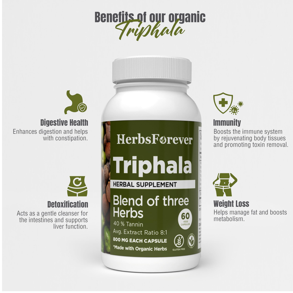 Herbsforever Triphala Capsules | Extract 95% Curcuminolds |  Blend Of Three Harbs