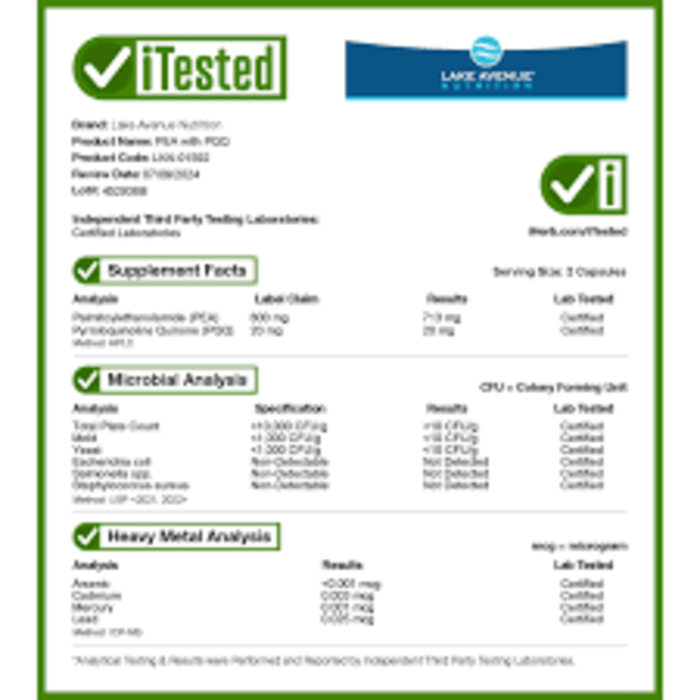 Lake Avenue Nutrition, PEA (Palmitoylethanolamide), 90 Veggie Supplement, Pain relief