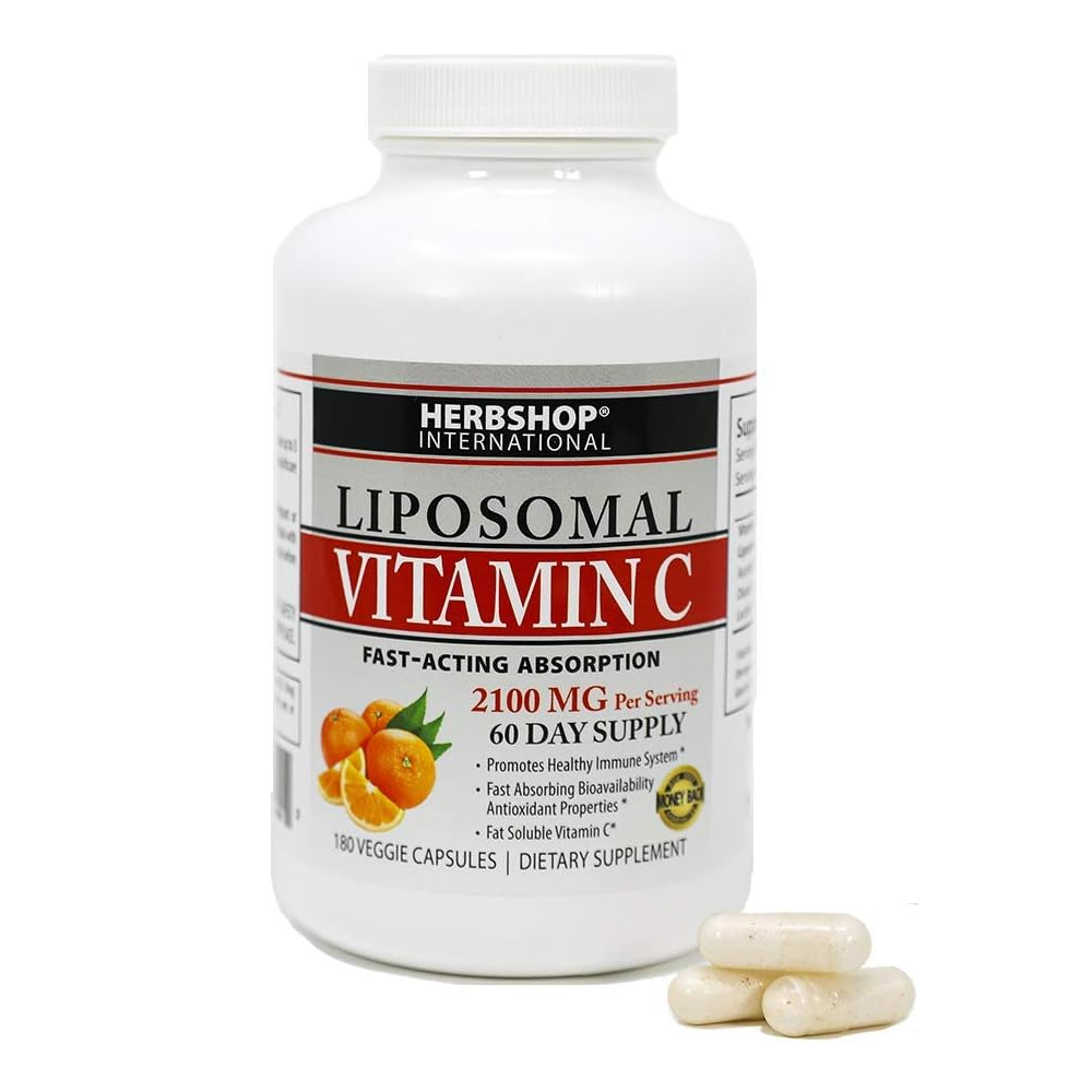 Liposomal Vitamin C - 2100mg, 180 Veggie Capsules Fast Absorption, Fat Soluble Antioxidant Immune Support - Non-GMO