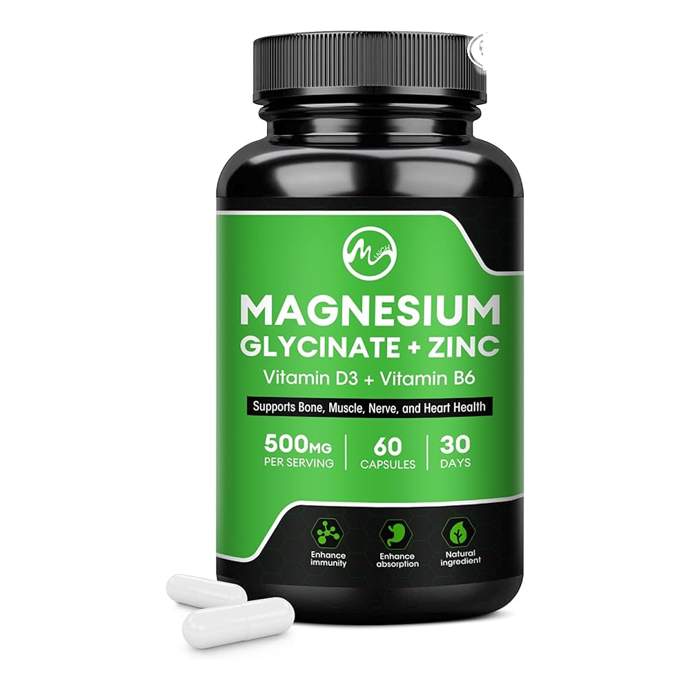 Magnesium Glycinate + Zinc with Vitamin D3 & B6 –( 60 Capsules)