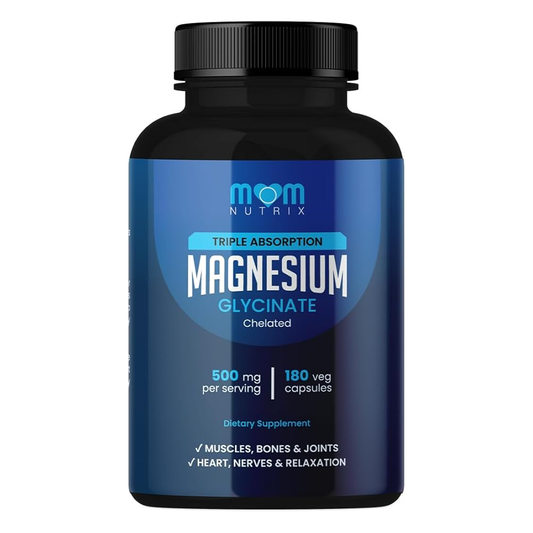 MOM NUTRIX  Magnesium Glycinate – 500mg | 180 Veg Capsules