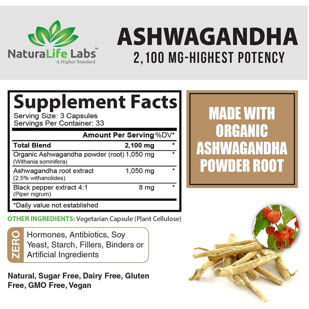 NaturaLife Labs Organic Ashwagandha 2100 mg