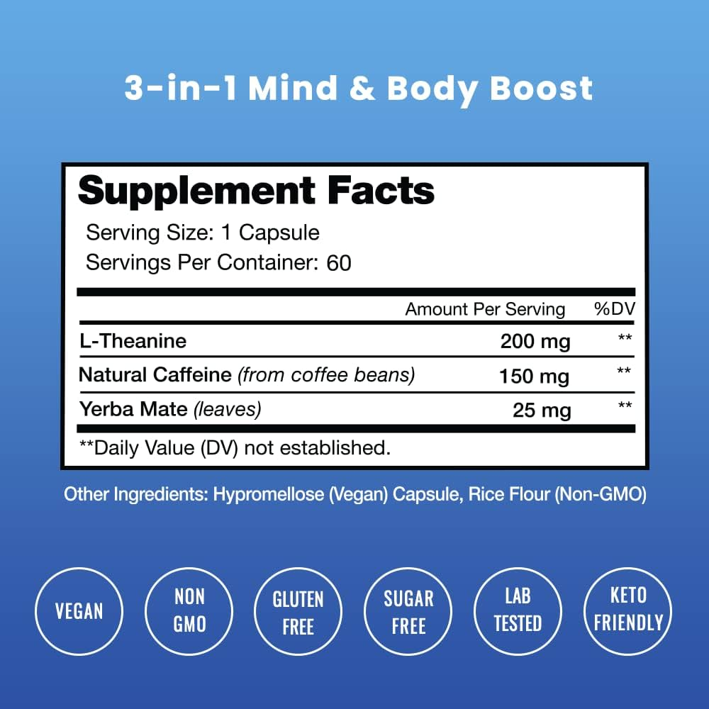 NutraChamps Caffeine with L-Theanine for Energy & Focus