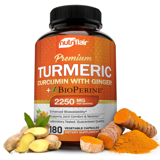 NutriFlair Turmeric Curcumin with Ginger and BioPerine Capsules