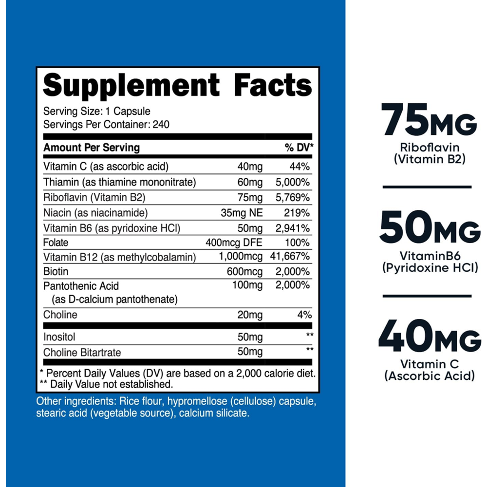 Nutricost Vitamin B Complex 462mg Capsules