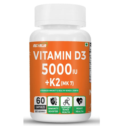 Nutrija Vitamin D3 5000IU with K2 (MK7) – 60 Capsules