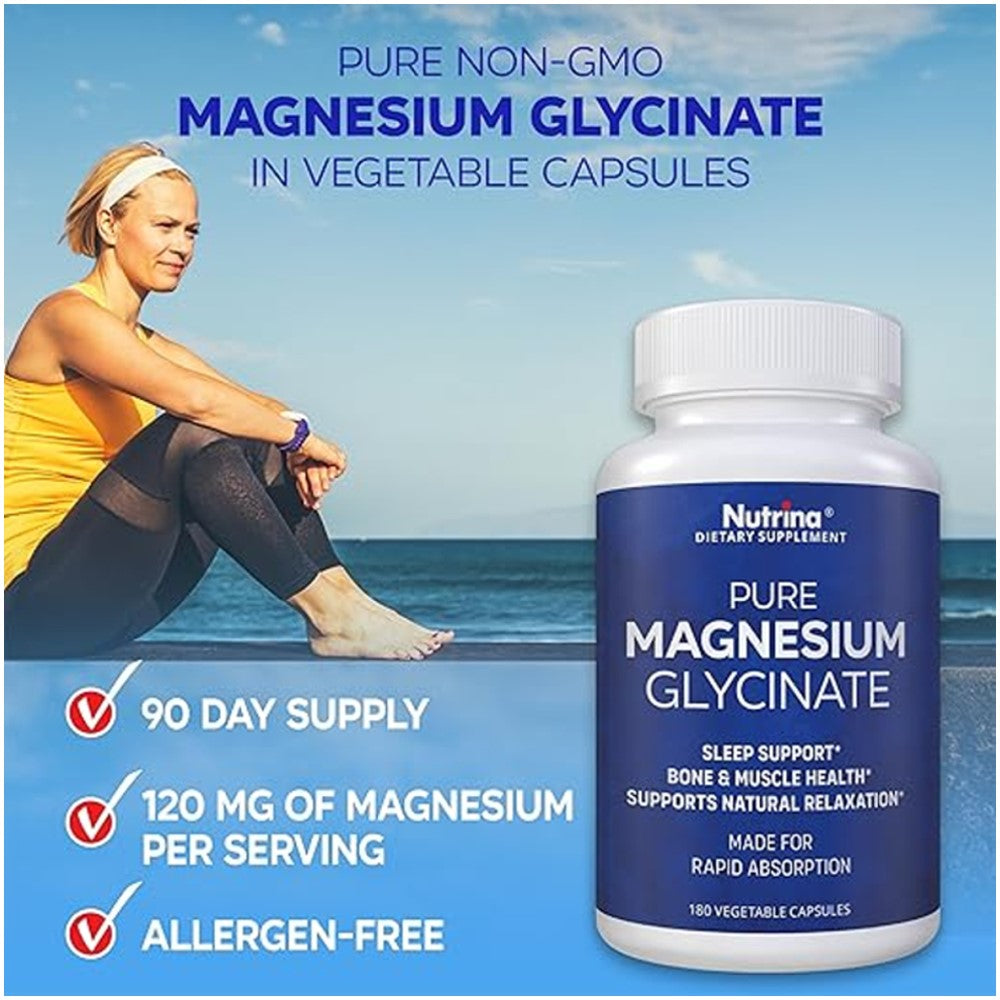 Nutrina Pure Magnesium Glycinate 120 Mg Capsules