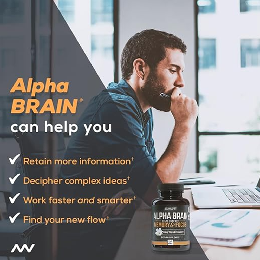 ONNIT Alpha Brain – Memory & Focus Support | 30 Capsule