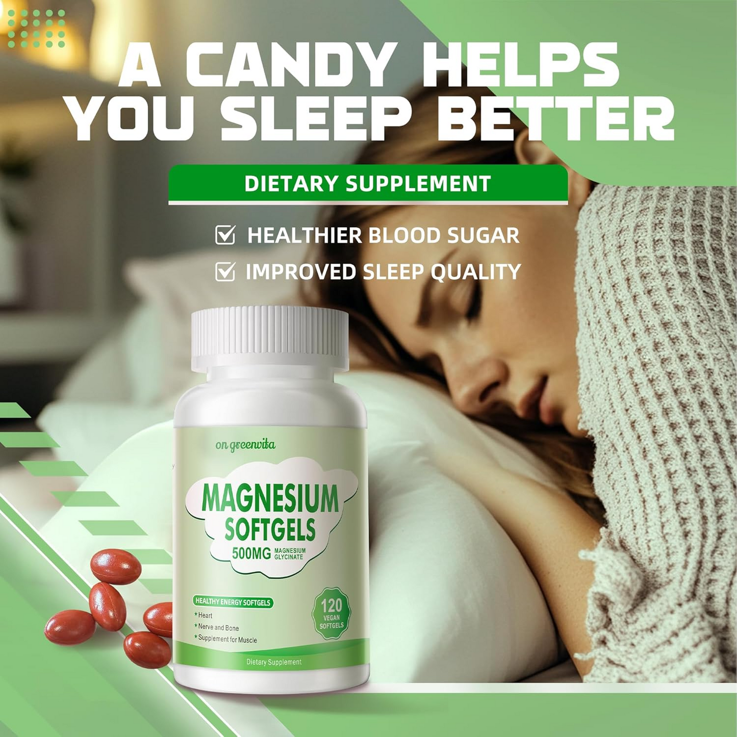 Ongreenvita Magnesium Softgels 500mg Capsules