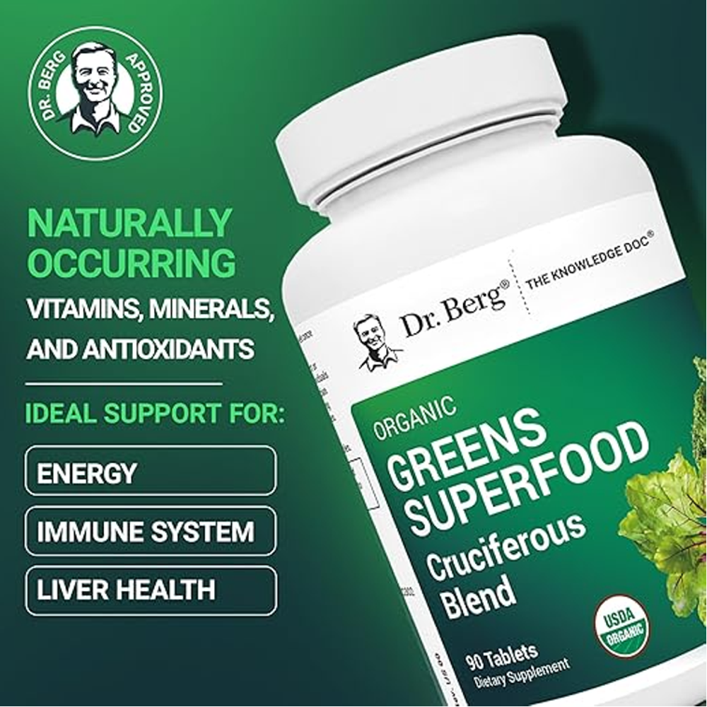 Dr. Berg Organic Greens Superfood –  (90 Tablets)