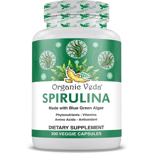 Organic Veda Spirulina – Nutrient-Rich Blue Green Algae 120 Capsules