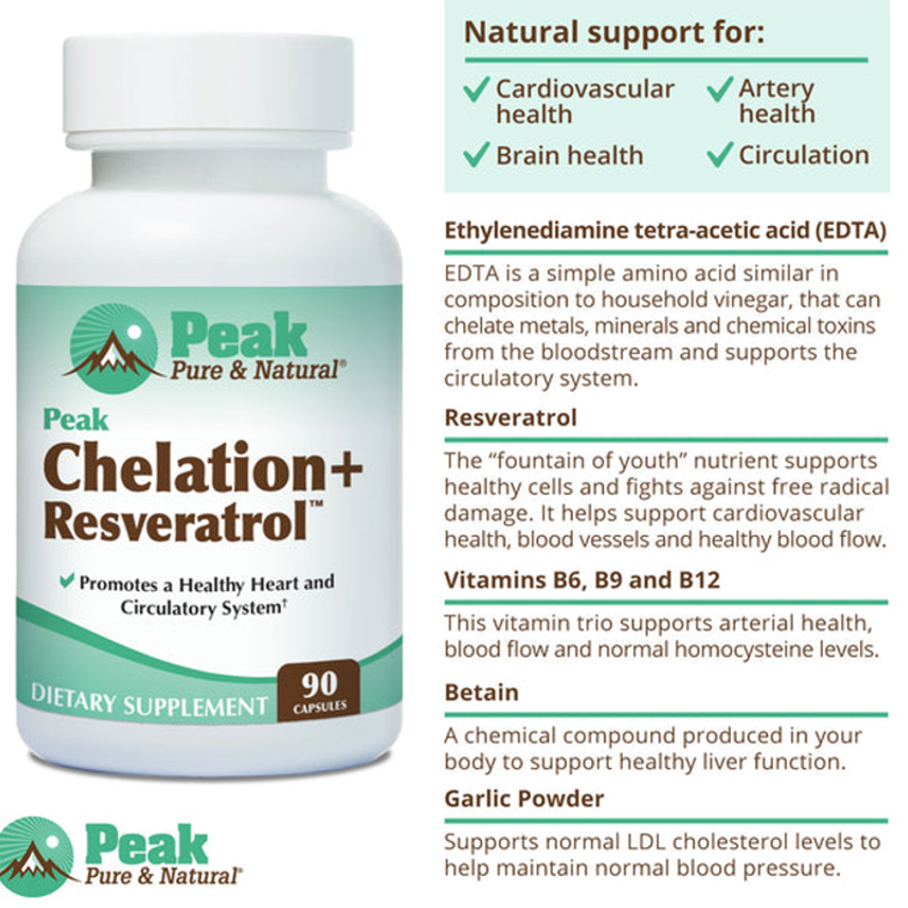 Peak Pure & Natural Peak Chelation+ Resveratrol™ – 90 Capsules