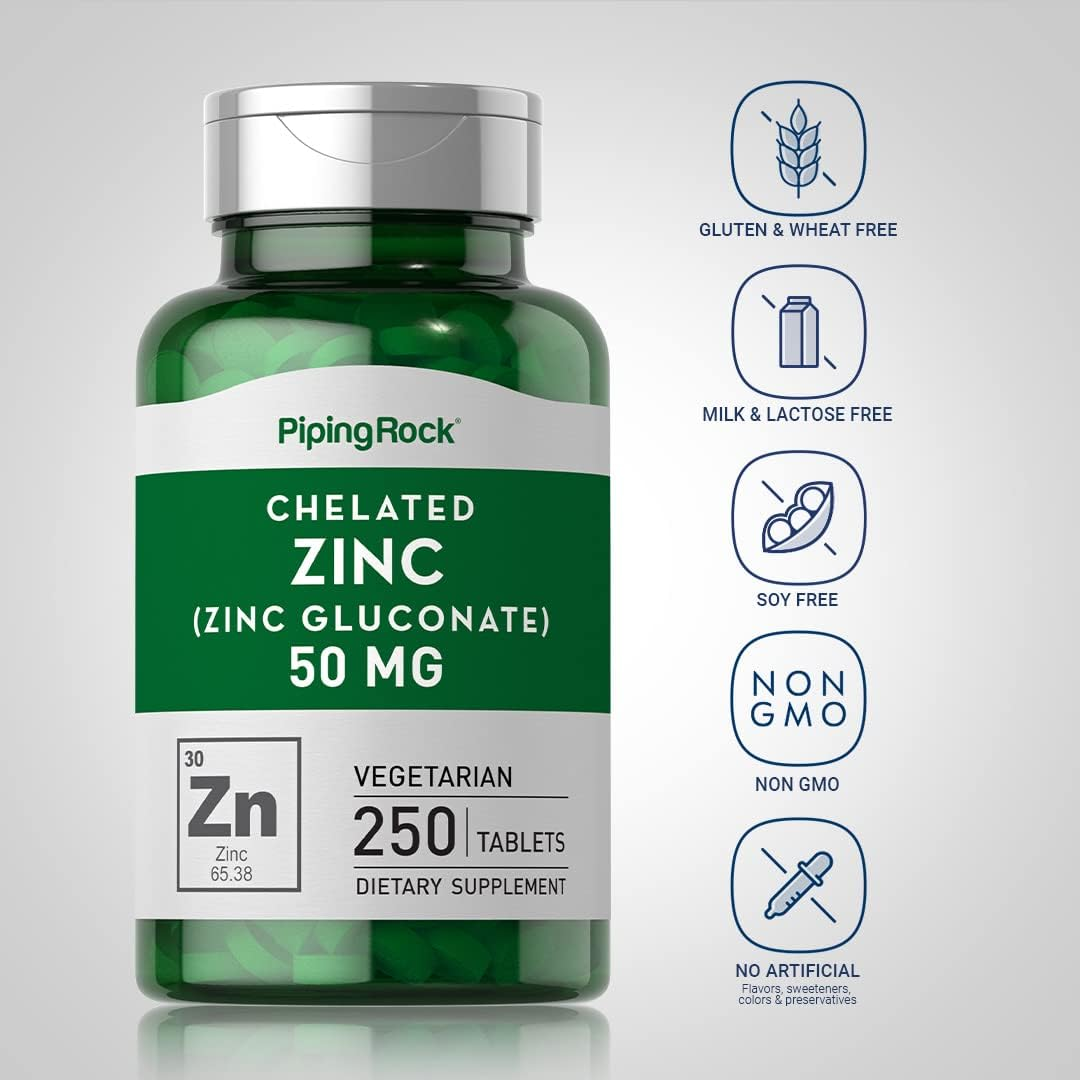 Pipingrock Zinc Gluconate 50 Mg 250 Tablets