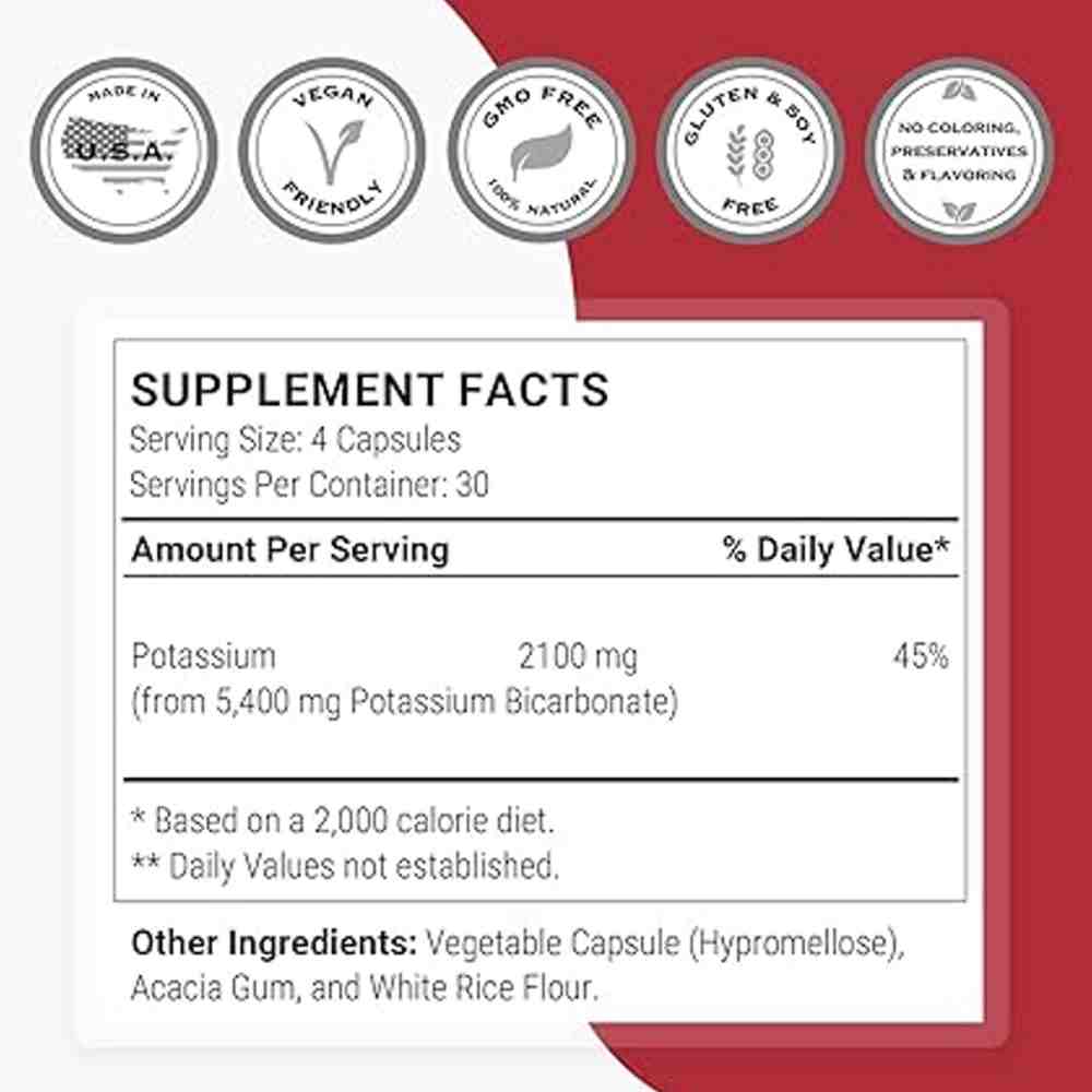 SuperSmart Potassium Bicarbonate – 120 Veg Capsules