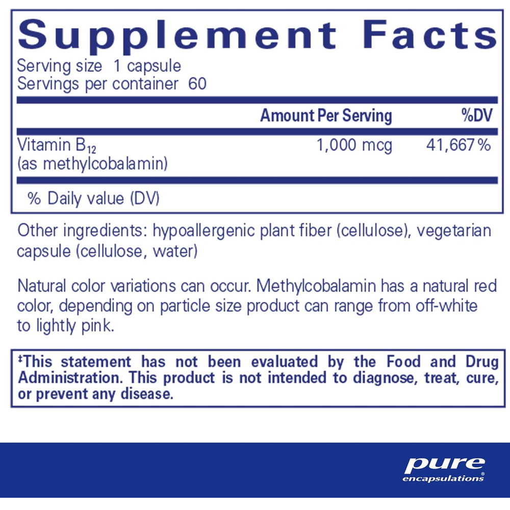 Pure Encapsulations Methylcobalamin 1,000 Mcg Capsules