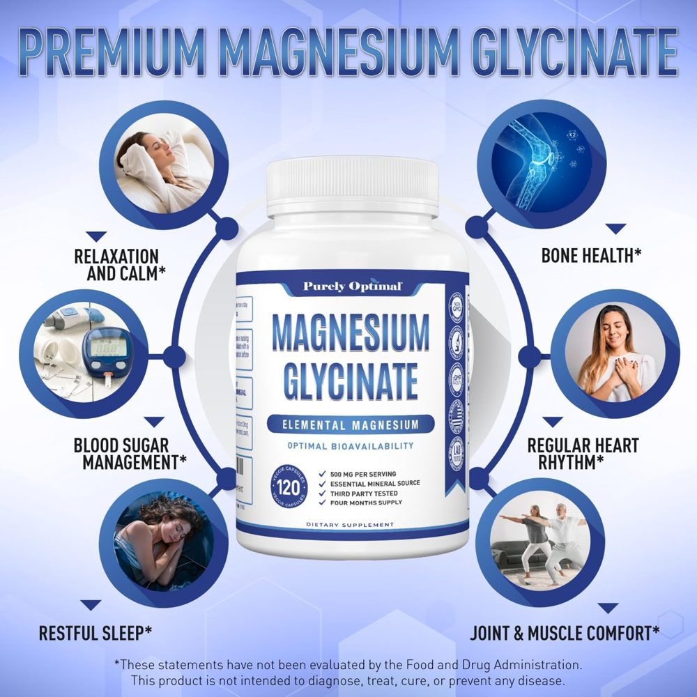 Purely Optimal Magnesium Glycinate 500mg Capsules