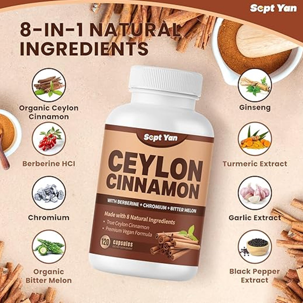 Sept Yan Ceylon Cinnamon with Berberine, Chromium – 120 Capsules In Pakistan