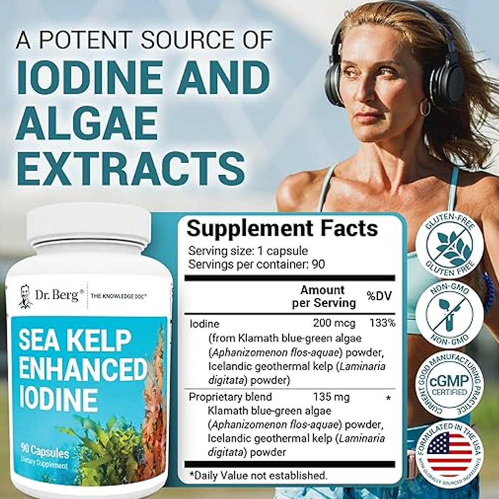 Dr. Berg® Sea Kelp Enhanced Iodine – Natural Thyroid (90 Capsules)