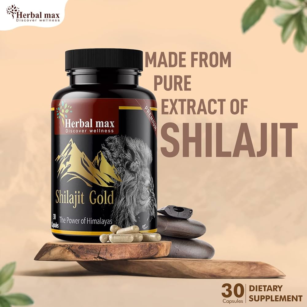 Herbal Max Shilajit Gold With Safed Mulsi For Strength, Power & Stamina - 30 Capsules