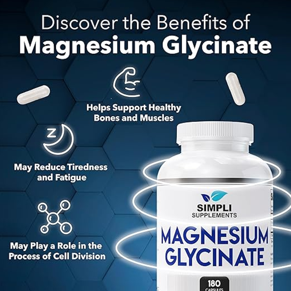 Simpli Supplements Magnesium Glycinate 400mg – (180 Capsules)