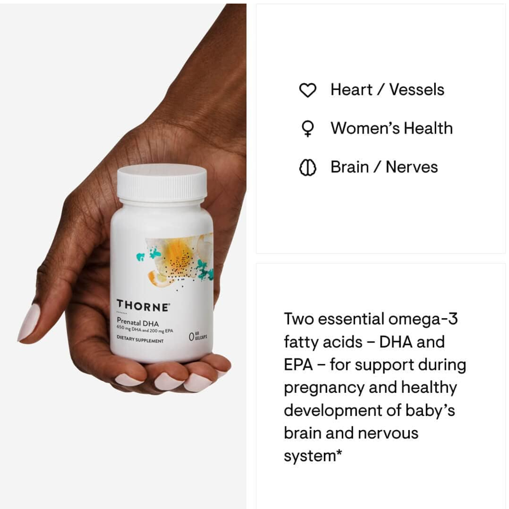 THORNE Prenatal DHA Capsules - 650 mg DHA and 200 mg of EPA