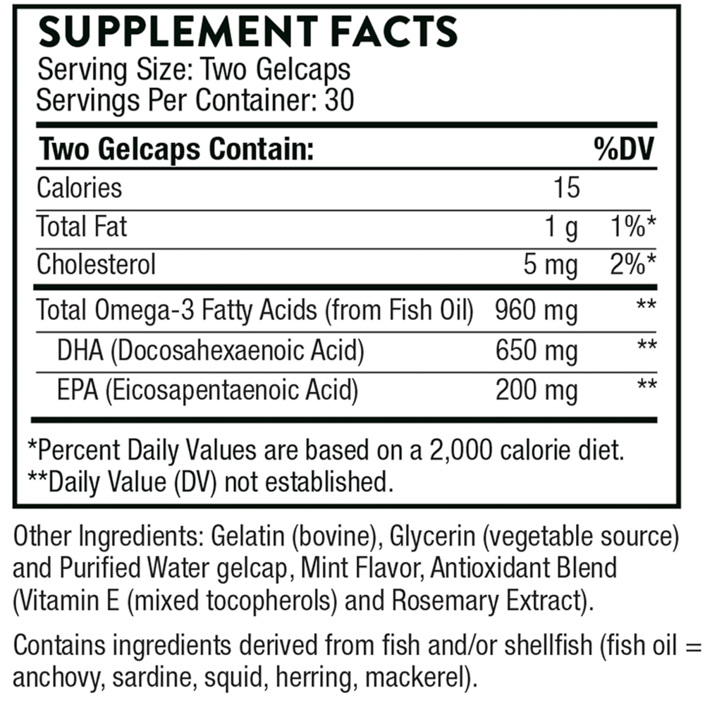 THORNE Prenatal DHA Capsules - 650 mg DHA and 200 mg of EPA