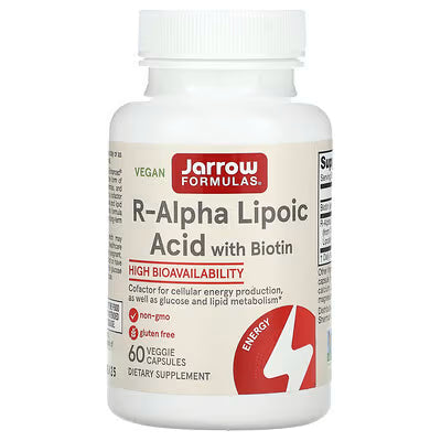 Vegan Jarrow Formulas R-Alpha Lipoic Acid with Biotin Supplement