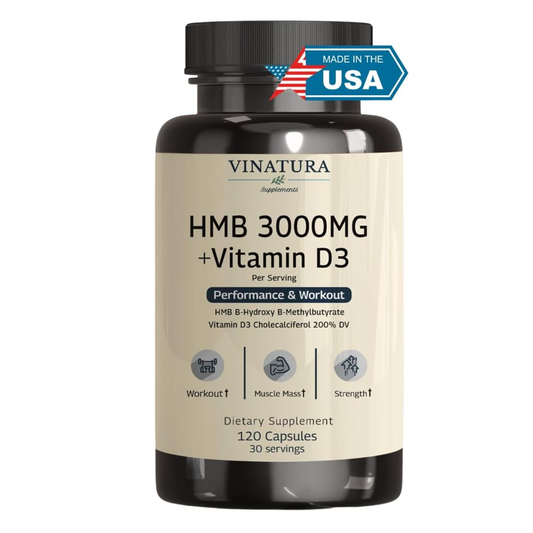 Vinatura Hmb 3000mg And Vitamin D3 Supplement 120Capsules