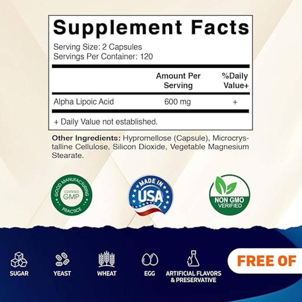 Vitamatic Alpha Lipoic Acid 600mg – Powerful Antioxidant 240Capsules