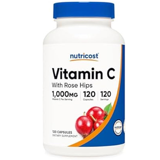 Nutricost Vitamin C 1000mg with Rose Hips – 120 Capsules