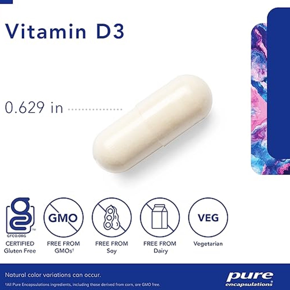 Pure Encapsulations Vitamin D3 250 mcg (10,000 IU) 120 Capsules