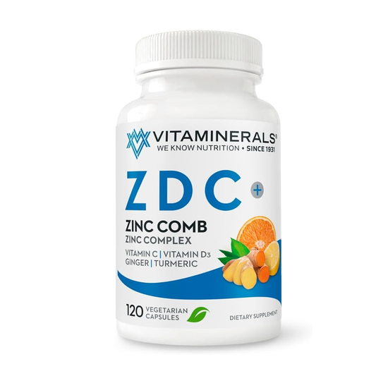 Vitaminerals® ZDC, Zinc Complex 50mg | Vitamin D3 250mcg | Vitamin C 500mg | Ginger | Lysine | Turmeric |