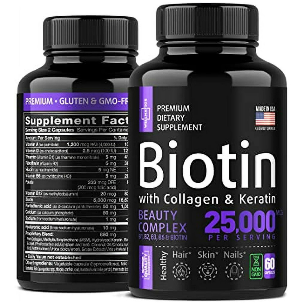 Wellmatics Biotin With Collagen & Katrine 25,000mcg Capsules