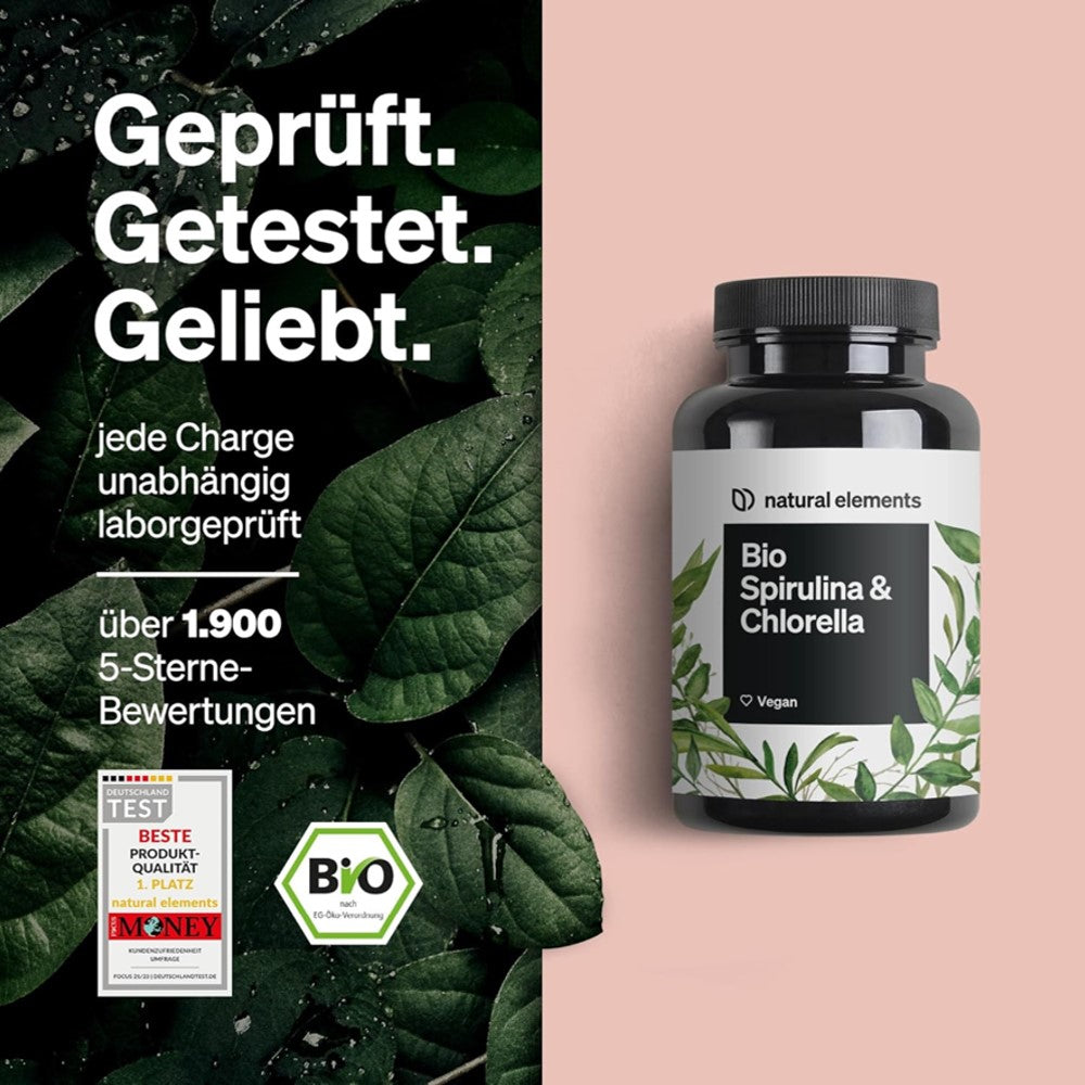Natural Elements Bio Spirulina Chlorella Capsules